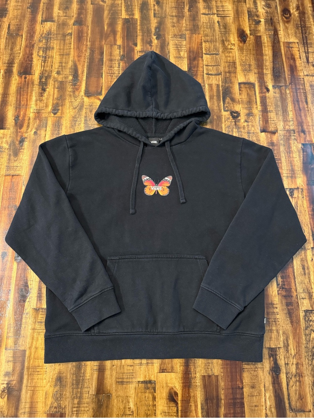 🍒 Van's off the wall butterfly hoodie. Black L y2k punk moto